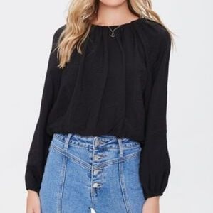Michael Kors Black Peasant Top